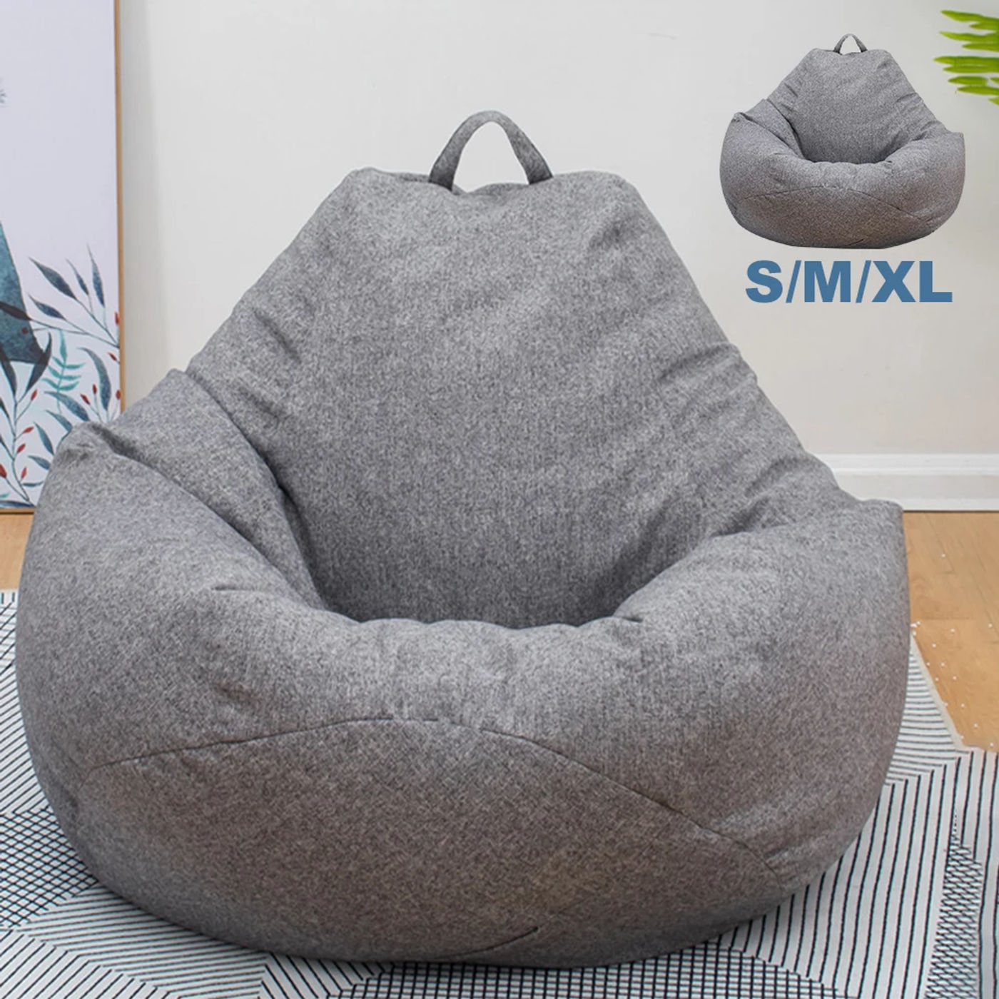 Description Picture 2 of itemLarge Small Lazy Sofa Cover Chairs Without Filler Linen Cloth Lounger Seat Bean Bag Pouf Puff Couch Tatami Living Room