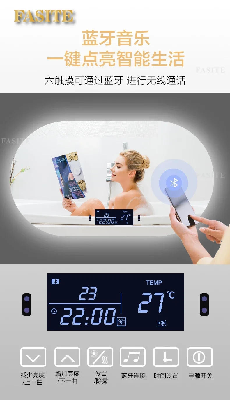 Description Picture 5 of itemShower Shaving Bath Mirrors Washroom Vanity Magnifying Decorative Bath Smart Mirrors Self Haircut Miroir Rond Mirrors