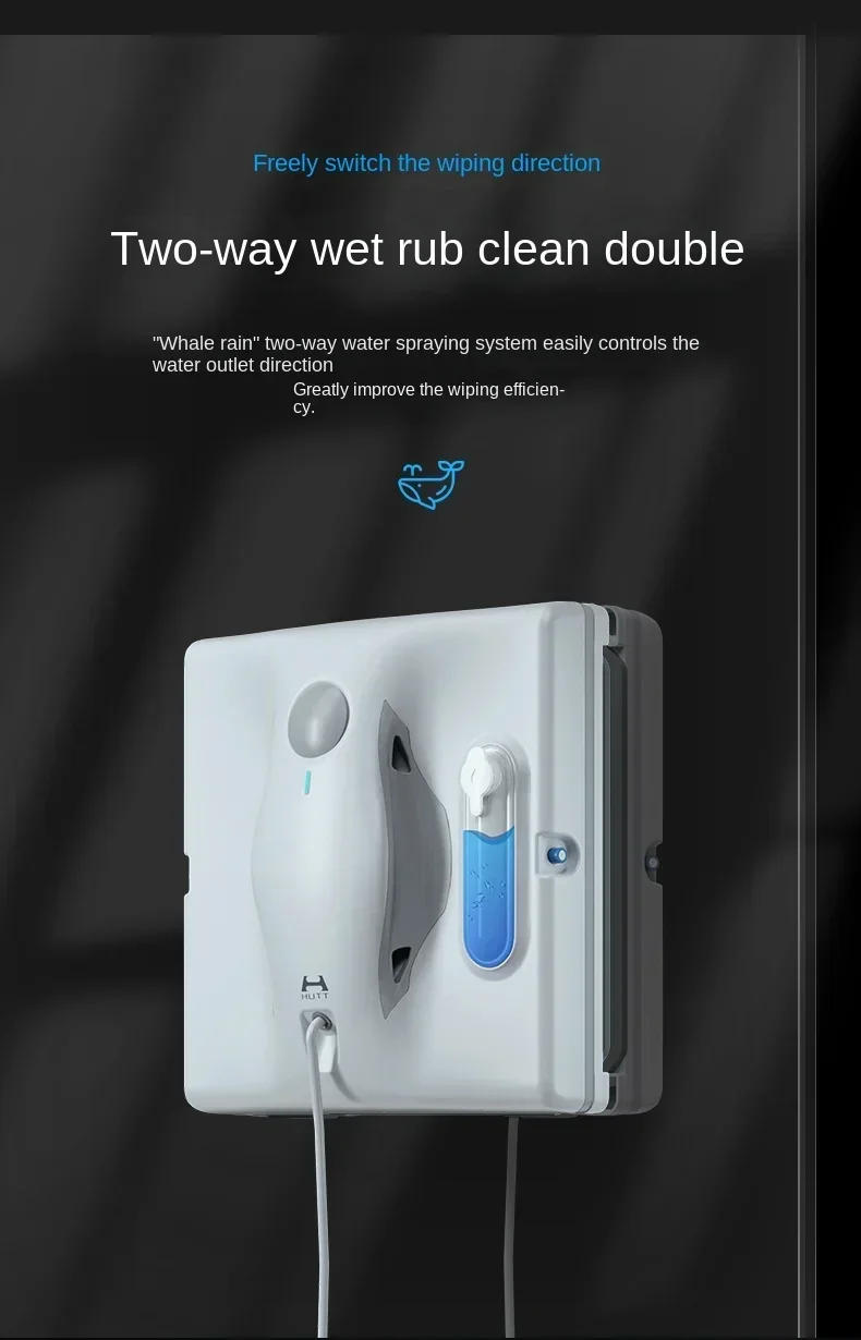 Description Picture 2 of itemNew Global Version Hutt W8 Window Cleaner Robot For Home Auto Fast Smart Planned Electric Window Cleaning Washer Vacuum Cleaner