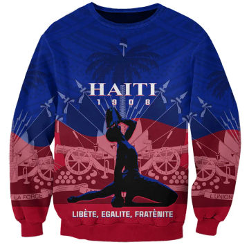 Haiti Christmas Sweatshirt 3D Haiti Flag Coat Of Arms Men Clothes Women Long Sleeve Pullover Tops Kid Street Sports Sweatshirt