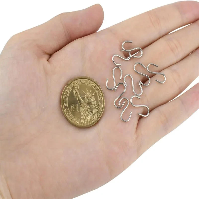 Description Picture 2 of item100Pcs 0.55 Mini S-Shaped Metal Ornament Hooks With Storage Box For DIY Crafts Jewelry Tags Christmas Tree Decorations