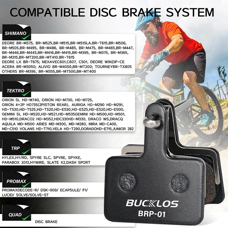 Description Picture 4 of itemBUCKLOS Bicycle Hydraulic Disc Brake Pad Semi-Metal Ceramic MTB Bike Brake Pads for SHIMANO B01S MT200 SRAM AVID HAYES Magura