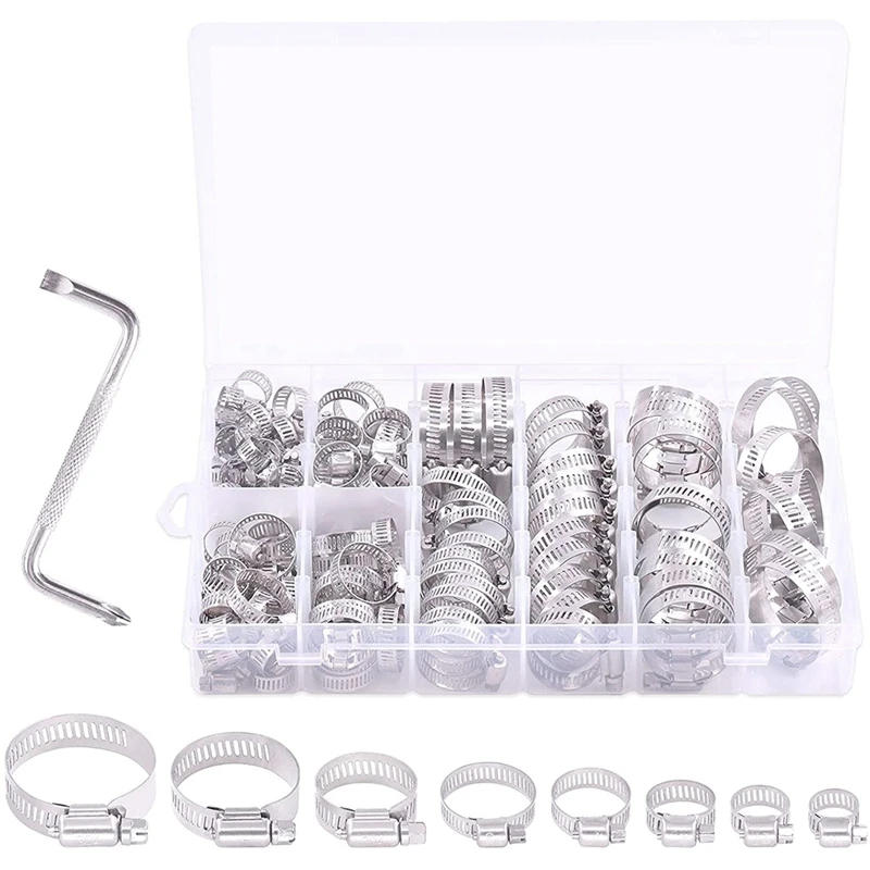 Description Picture 2 of itemHot 120Pcs Stainless Steel Worm Gear Hose Clamps Duct Clamp Adjustable Hose Clamp Fuel Line Clamp For Plumbing