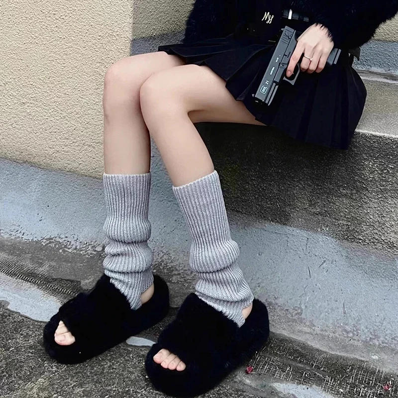 Description Picture 5 of item1/2pair Lolita Long Socks for Women Leg Warmers Knitted Stockings Warm Foot Cover Arm Leg Warmer Winter Crochet Socks Boot Cuffs