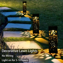 Outdoor Solar Lawn Lamp IP65 Waterproof Night Lamp Garden Decoration Generous Black Hollow Out Appearance Road Lighting