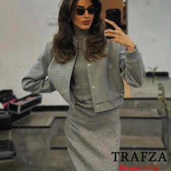 TRAFZA Casual Solid Soft Tweed Jacket Coat Women's Pocket Buttons Jacket New 2025 Spring Fall Fashion Simple Versatile Jacket
