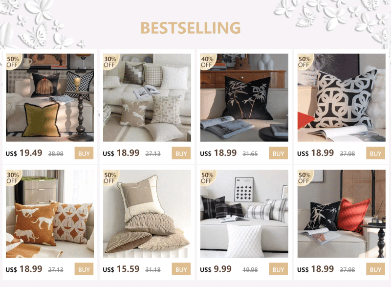 Description Picture 2 of itemNew Geometric Abstract Embroidered Cushion Cover Modern Beige Black Fully Tufted Pillowcase Home Decorative Pillows for Sofa