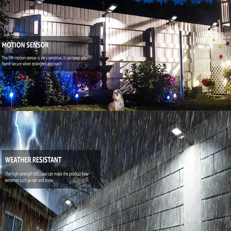 Description Picture 4 of item1~2Pack Solar Street Light Outdoor 3 Mode Waterproof Powerful Flood 156LED Wall Lamp With Motion Sensor For Garden Garage