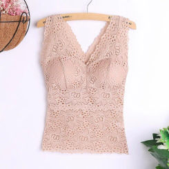 Fashion Sexy Crochet Lace Bra Camisole Thin Padded Vest Sweet Hollow Lace Casual Underwear Top Inside Wear
