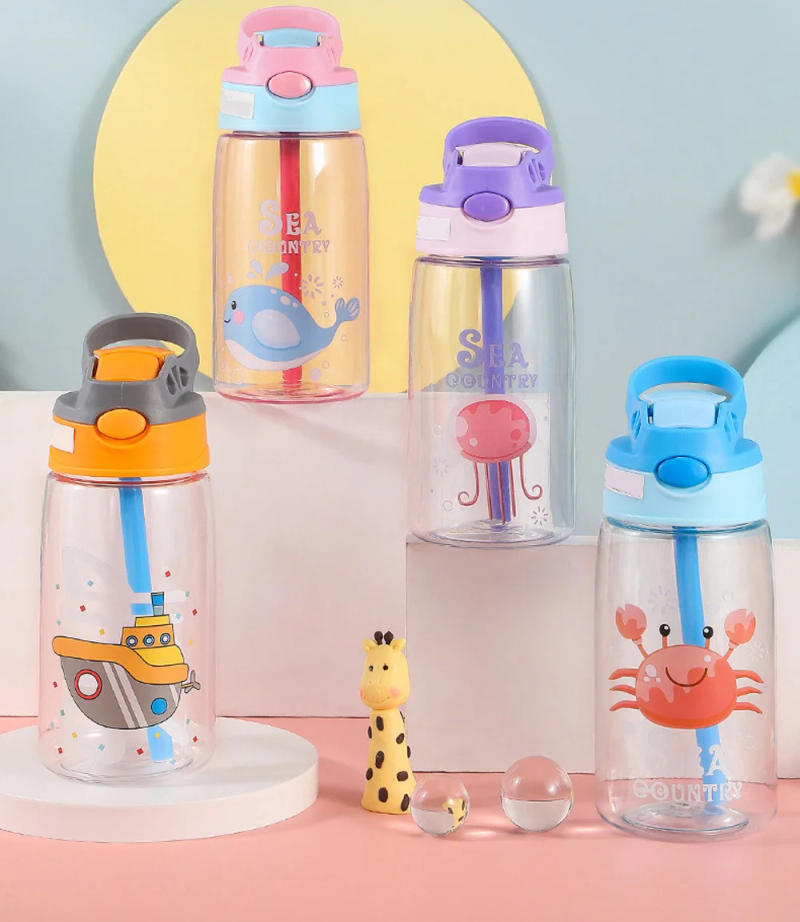 Description Picture 2 of item480ML Kids Sippy Water Bottles Creative Cartoon Feeding With Straws And Lids Spill Proof Portable Toddlers Drinkware Children