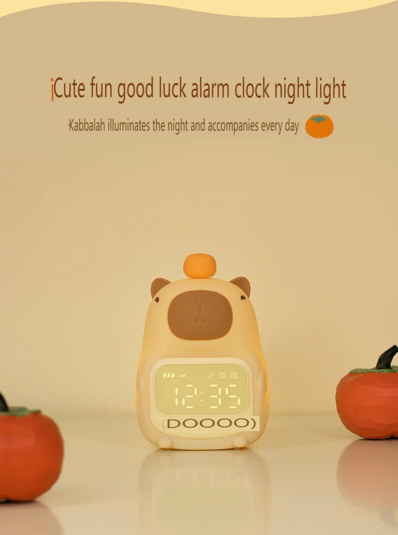 Description Picture 4 of itemCapybara Led Night Light Silicone Rechargeable Digital Alarm Clock Dimmable Table Lamp Timing USB Charge Children Birthday Gift