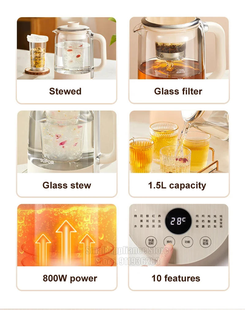 Description Picture 3 of itemSUPOR Household Electric Kettle 1.5L Health Pot With Stew Cup And Filter Multipurpose Kettle High Quality Kitchen Appliances