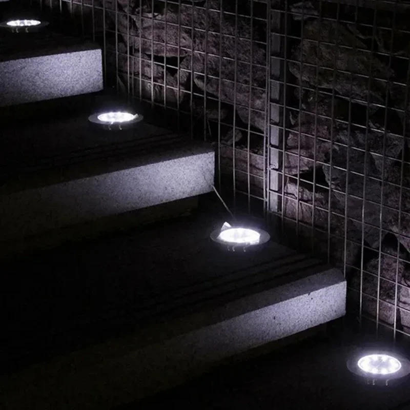 Description Picture 3 of item8/20LED Solar Power Disk Light Outdoor Garden Solar Underground Light Deck Light Spotlight Buried Solar Led Lamp Garden Decor