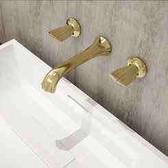 Widespread Basin Faucet Gold Brass Black Bathroom Sink Faucets 3 Hole Double Handle Hot And Cold Water Tap Mixer