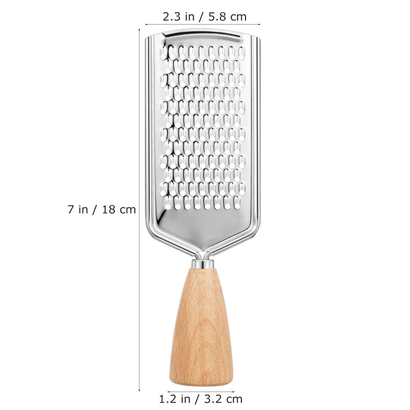 Description Picture 6 of itemStainless Steel Grater Potato Peeler with Wood Handle Kitchen Gadget Fruit Vegetable Tool Cheese Shredder Non Slip Easy