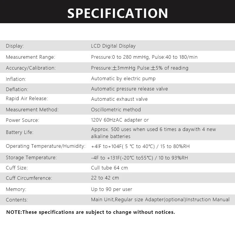 Description Picture 3 of itemSinocare Blood Pressure Monitor Tensiometer Upper Arm Automatic Digital BP Machine Pulse Heart Rate Monitor Sinocare Blood Press
