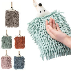 Cute Hedgehog Chenille Hand Towels with Hanging Loops for Kids Quick Dry Soft Absorbent Microfiber Towels Bathrrom Hand Towel