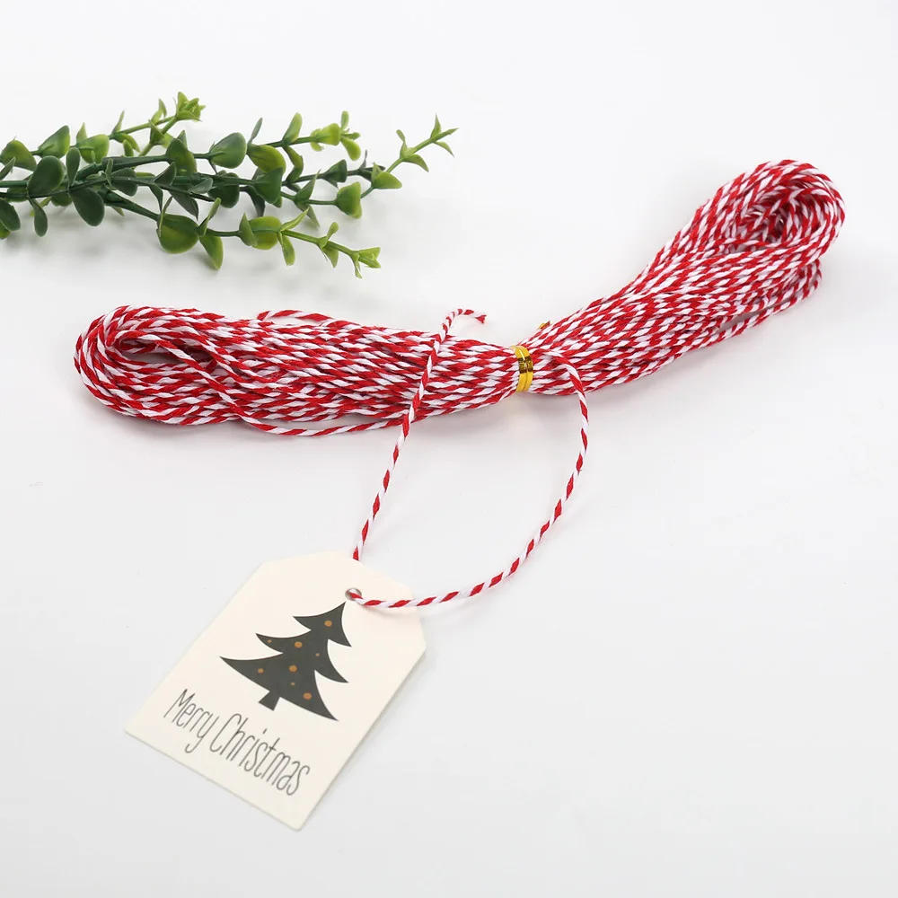 Description Picture 4 of item10-20m Jute Rope Cotton Strings Red White Twisted Cords Gift Bags Boxes Wrap Ribbon Wedding Birthday Christmas Party Supplies