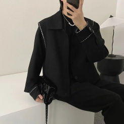 Thin Men's Suit Jackets Cropped Slim Fit Coat Short Party Male Blazer Fashionable Clothing Elegant New in Luxury Designer Summer