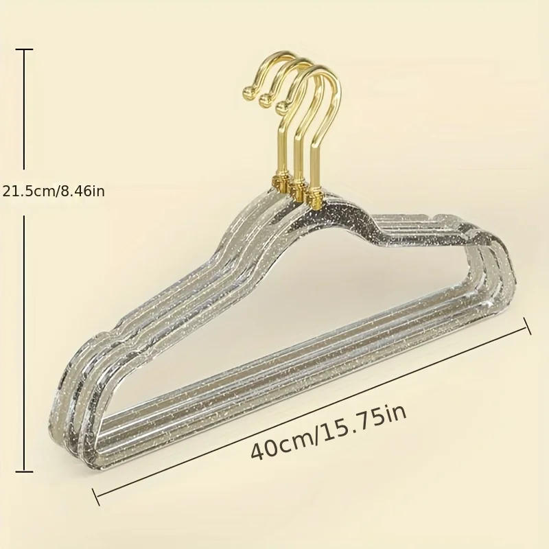 Description Picture 6 of item10Pcs Clear Clothes Hangers Acrylic Hanger Clothing Organizer Wardrobe Pants Coat Hanger Drying Rack Transparent Gold Hook