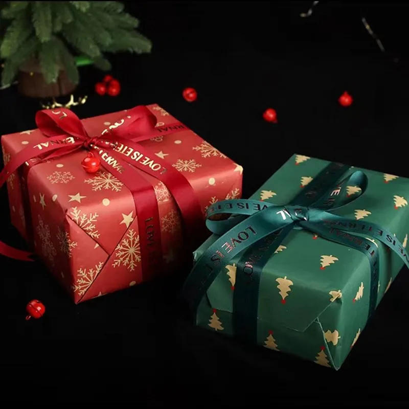 Description Picture 5 of itemChristmas Gift Wrapping Paper Santa Claus Snowflake Pattern Gift Wrap Artware Kraft Paper Christmas Decorative Gift Packaging