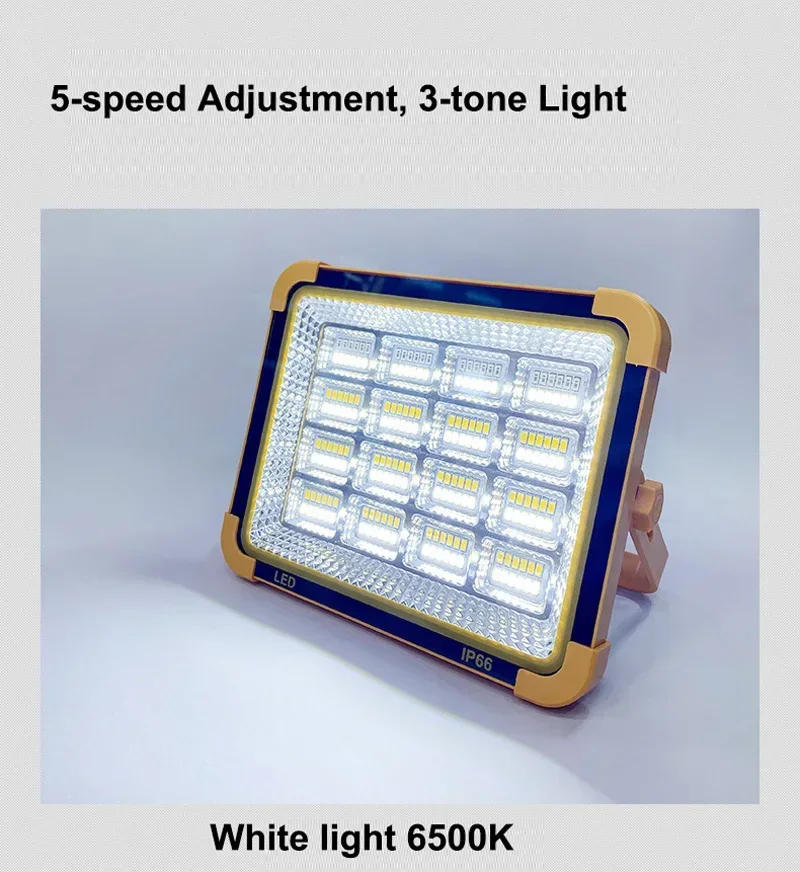 Description Picture 6 of item15000LM USB Rechargeable LED Solar Flood Light 2000Watt with Magnet Strong Light Portable Camping Tent Lamp Work Repair Lighting