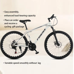 24/26Inch Mountain Bike Geared Bicycle Shock Absorption Front and Rear Double Disc Brake Geared Bicycle Bicycle 21Speed Bike