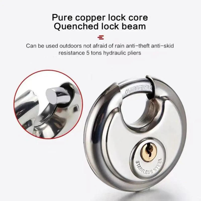 Description Picture 5 of itemStainless Steel Round Pie Lock Durable Rust-proof Heavy Duty Round Padlock Waterproof Storage Locker Keyed Padlock