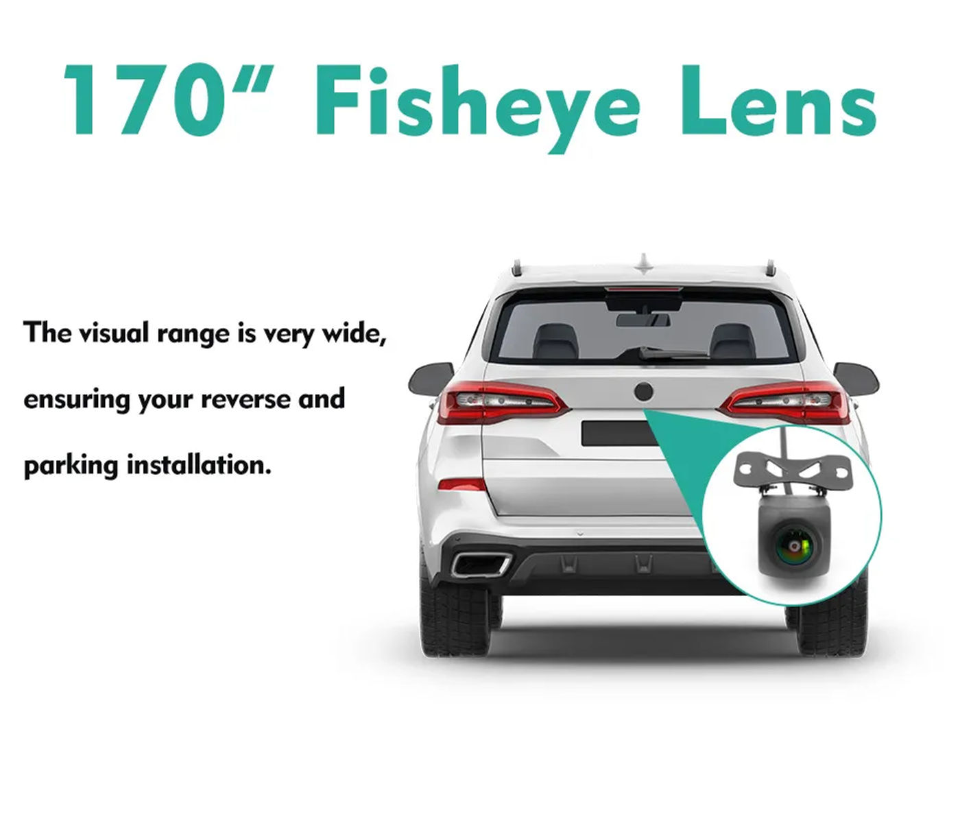 Description Picture 4 of itemQMKJ Universal AHD 1080P Fisheye Adjustable Car Front Reverse Backup Rear View Camera 180 Degree Wide-Angle for Car Audio System