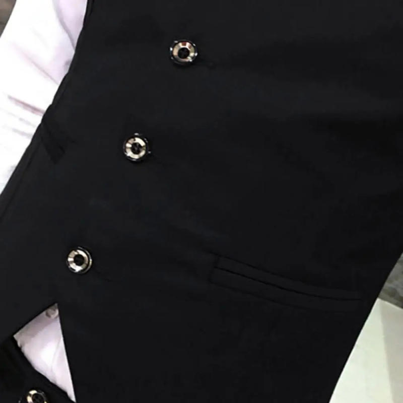 Description Picture 5 of itemStylish Men's Slim Fit V-neck Suit Vest Single-breasted Cardigan for Formal Business Groom Wedding Coat Solid Color Elegance