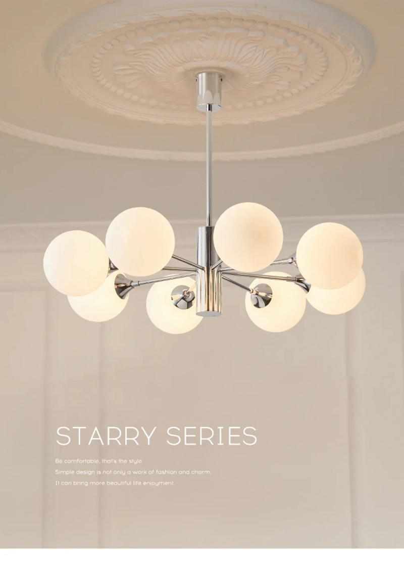 Description Picture 2 of itemLED Modern Chandelier for the Bedroom Dining Room Nordic milk white Glass Ball Ceiling Pendant Lamp Hanging Lighting Home