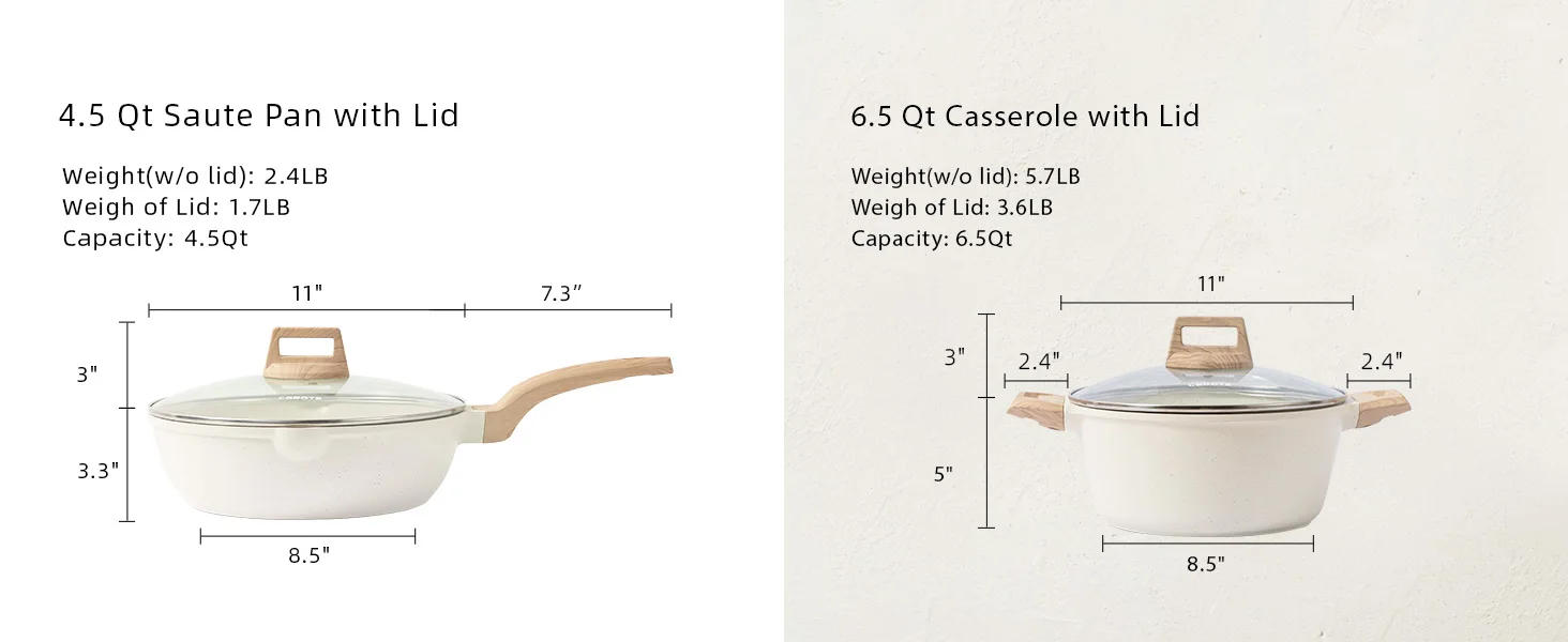 Description Picture 6 of itemCAROTE 21Pcs Pots and Pans Set, Nonstick Cookware Sets,Induction Cookware Non Stick Cooking Set w/Frying Pans & Saucepans