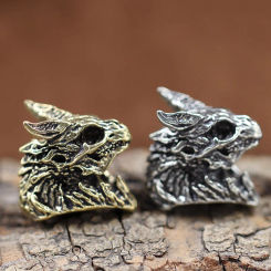 Bone Dinosaur Head Sculpture Brass Knife Bead DIY Paracord Bracelets Accessories Outdoor EDC Umbrella Rope Woven Lanyard Pendant