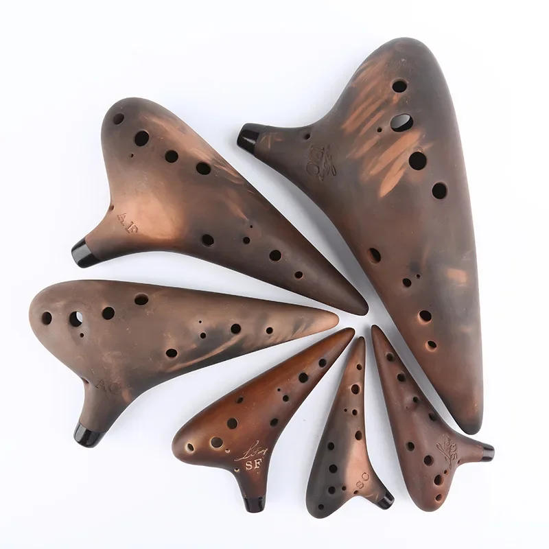 Description Picture 2 of itemCeramic Ocarina 12 Holes Purple Sand Smoked Ocarinas Xun Music Flute Professional Orff Instruments for Beginners Playing Gifts