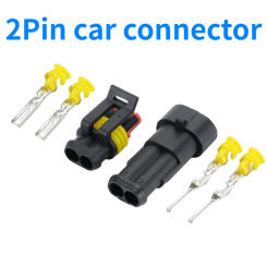10 Kit 2 Pin Way Waterproof Electrical Wire Connector Plug 1.5mm Terminals 2Pin HID Plug Auto Xenon lamp Plug