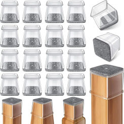 28Pcs Chair Leg Floor Protectors Square, Silicone Felt Furniture Leg Pads Caps Covers for Hardwood Floors