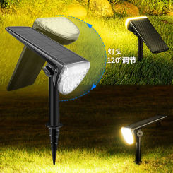 5.5V 500mA Solar Panel Spot Lights 2-in-1 Landscape Spotlights 2Modes IP65 Flood Wall Lights for Outside Yard Garden Pathway