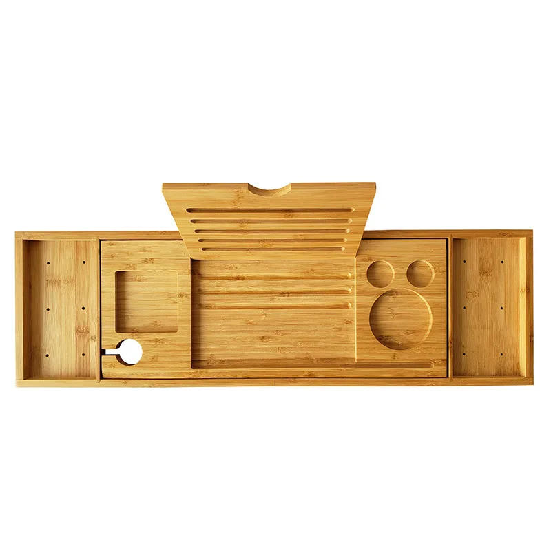 Description Picture 4 of itemExtendable Spa Bathtub Bamboo Bathtub Tray Caddy Organizer Rack Book Wine Tablet Holder Nonslip Bottom Bath Tub Tray Shelf