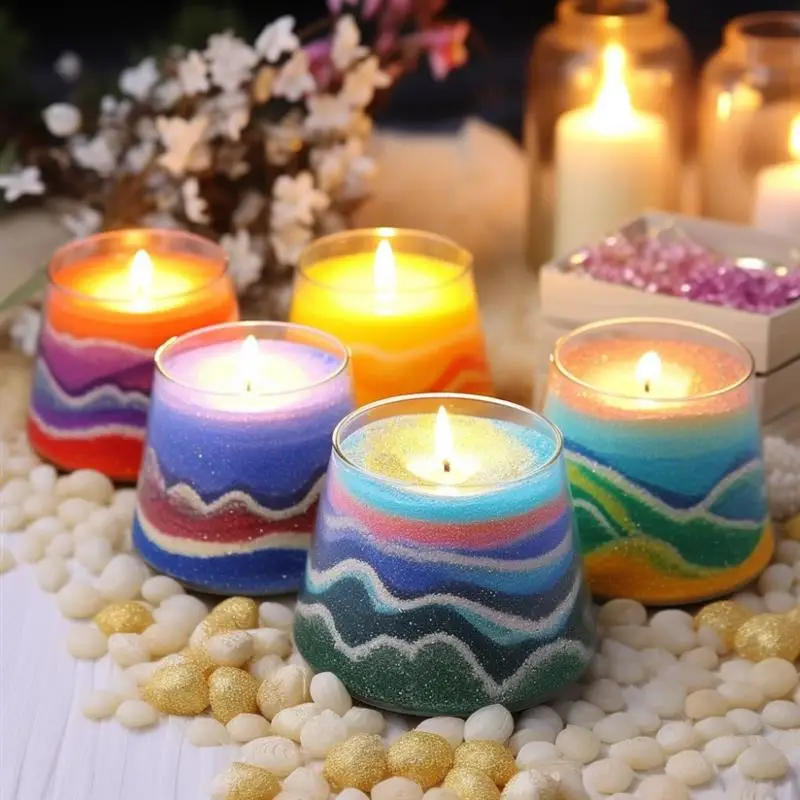 Description Picture 4 of item10g Natural Wax For Candle Colorful Sand Wax DIY Decor Sand Painting Snowflake Wax Candle Making Dye Sand Wax Candle Supplies