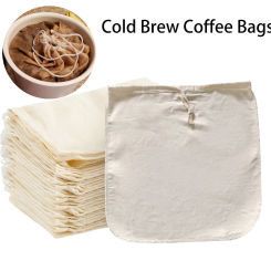 Cotton Cold Brew Coffee Bag,100% Unbleached,Reusable Coffee Filter,Brew Bag for Pitchers Water Bottle,Drink for Milk/Wine/Beer