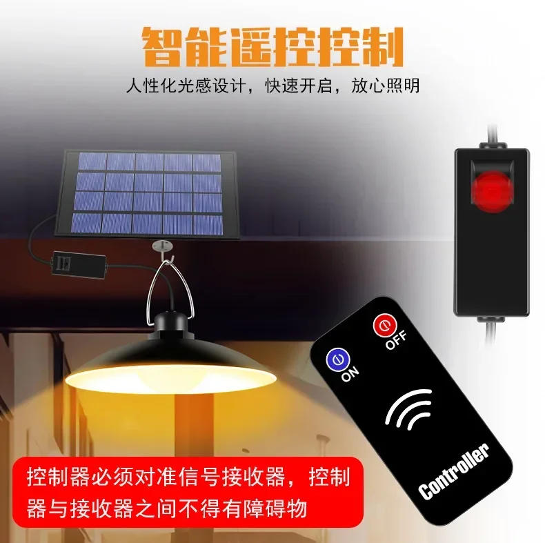 Description Picture 3 of itemDouble Head Solar Pendant Light with Remote Contro Outdoor Indoor Solar Lamp with 3m Line Solar Lighting for Camping Garden Yard