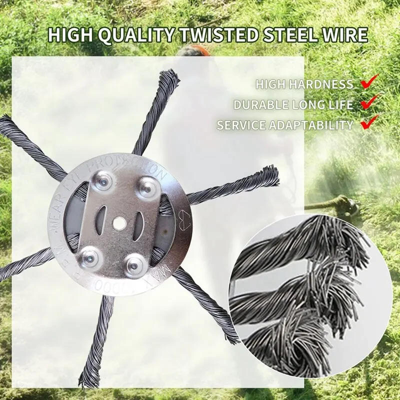 Description Picture 5 of item6 Inch Steel Wire Wheel Grass Trimmer Head, Grass Strimmer Mower Weed Brush Cutter For Lithium-ion Lawn Mower 5.5mm