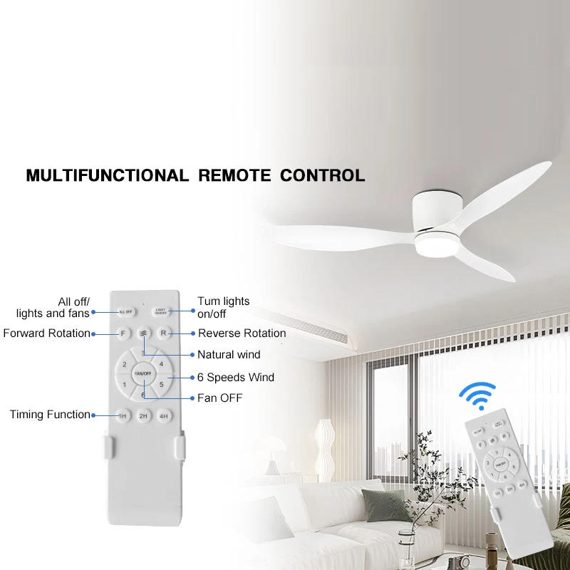 Description Picture 4 of itemSilent LED Ceiling Fans with Lights 42inch 52inch Large Volume Ceiling Fan with Remote Control DC Motor 6 Speeds Timing 3 Blades