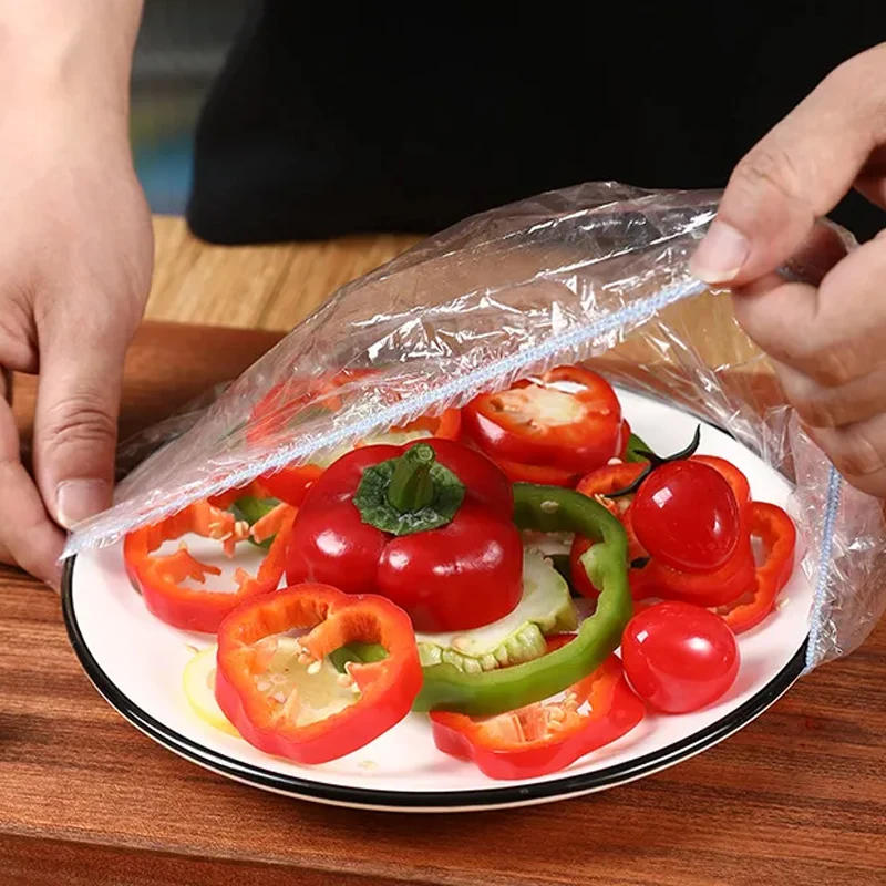 Description Picture 4 of itemDisposable Food Cover Reusable Colorful Elastic Plate Fruit Cover Lids Fresh-keeping Food Wrap Bags Covers Kitchen Accessories