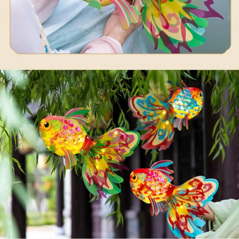 Description Picture 6 of itemMid-Autumn Festival Lantern Diy Portable Luminous Antique Glass Fish Lantern Handmade Intangible Cultural Heritage PVC Lantern
