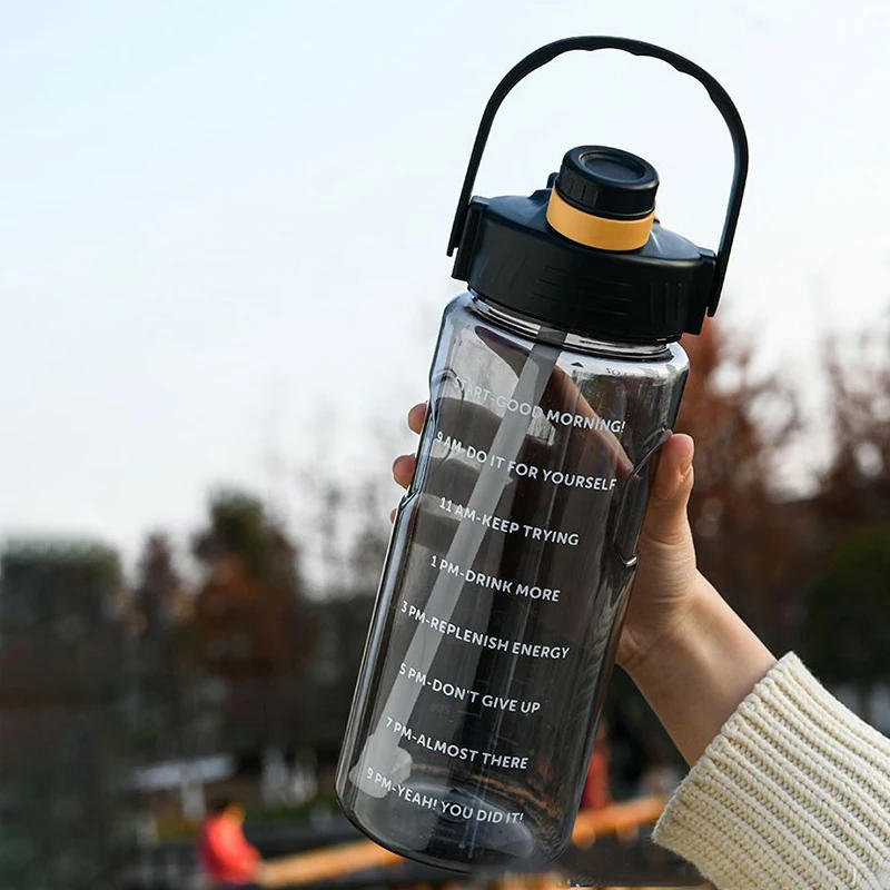 Description Picture 3 of item1 PCS 1.5 L/2L/3L Bottled Large Capacity Sports Water Cup Leak-proof With Straw Plastic And Time Stamp For Home Outdoor Sports