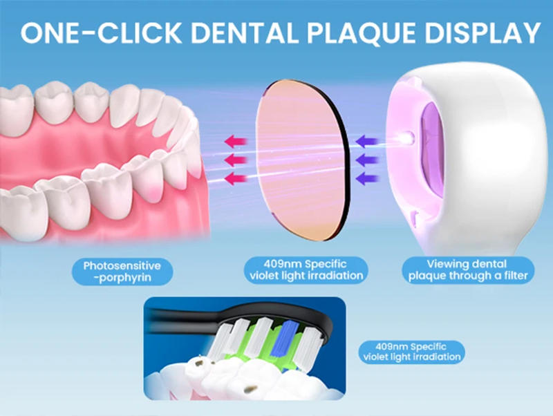 Description Picture 4 of itemDental Plaque Detector Dental Cleanliness Status Detector Lamp Instant Display Tooth Calculus Disclose Correcting Brushing Habit