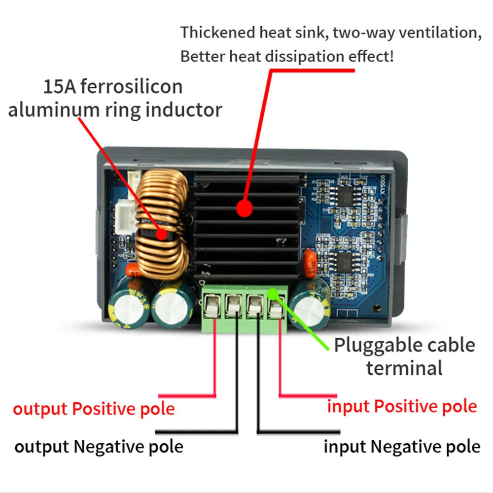 Description Picture 5 of itemDC 6V-55V to 0-50V 5A 8A 250W 400W CNC Adjustable DC Voltage Regulator CV CC Step Down Power Supply Module XY5005E XY5008E
