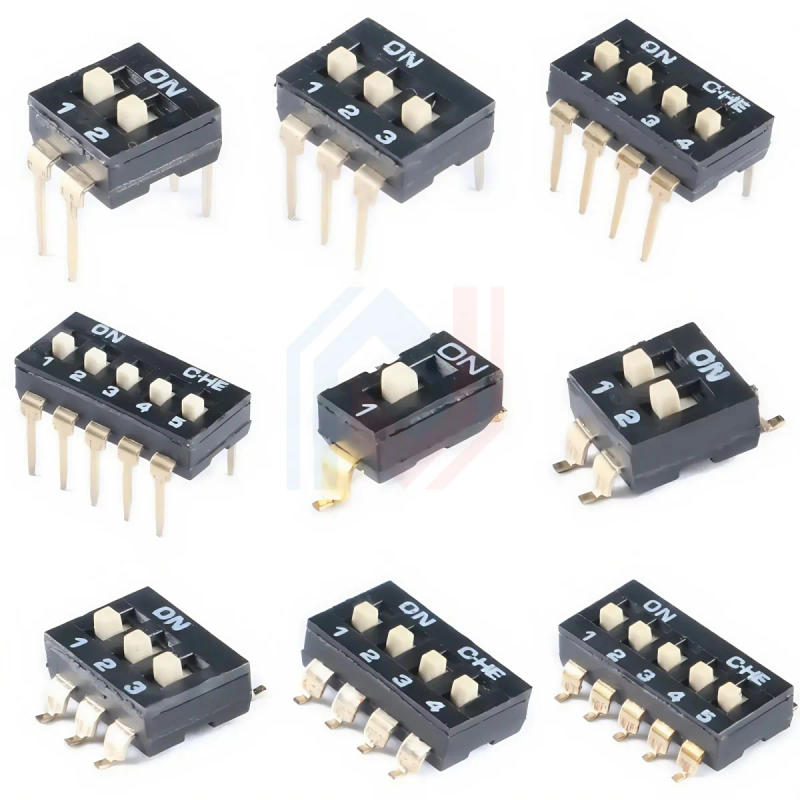Description Picture 2 of itemSlide Type SMT SMD Dip Switch Toggle 2.54mm 2Row 4Pin 2 Position/8 Pin 4 Position/ 16Pin 8 Position black Switch Gold Plated Pin