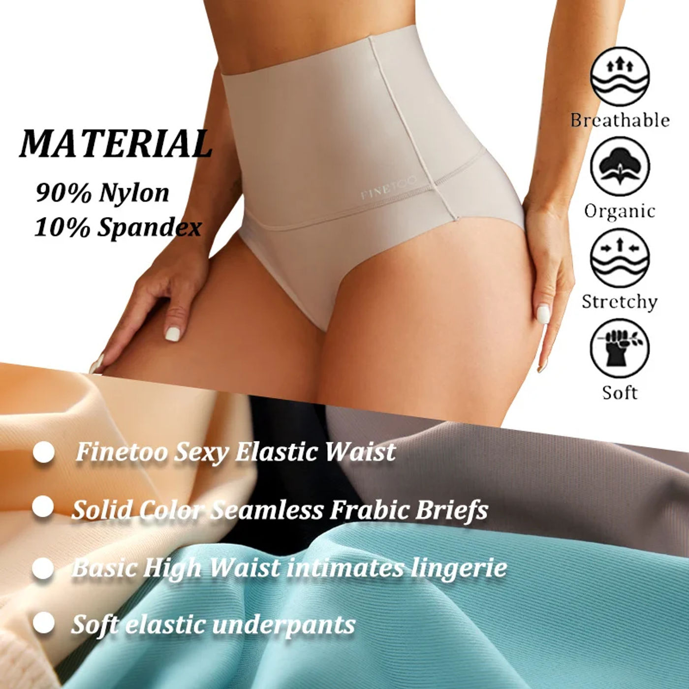 Description Picture 5 of item3PCS/Set Women High Rise Seamless Shapewear Bodysuit Ice Silk Tummy Control Butt Lifter Briefs Female Slimming Soft Underwear